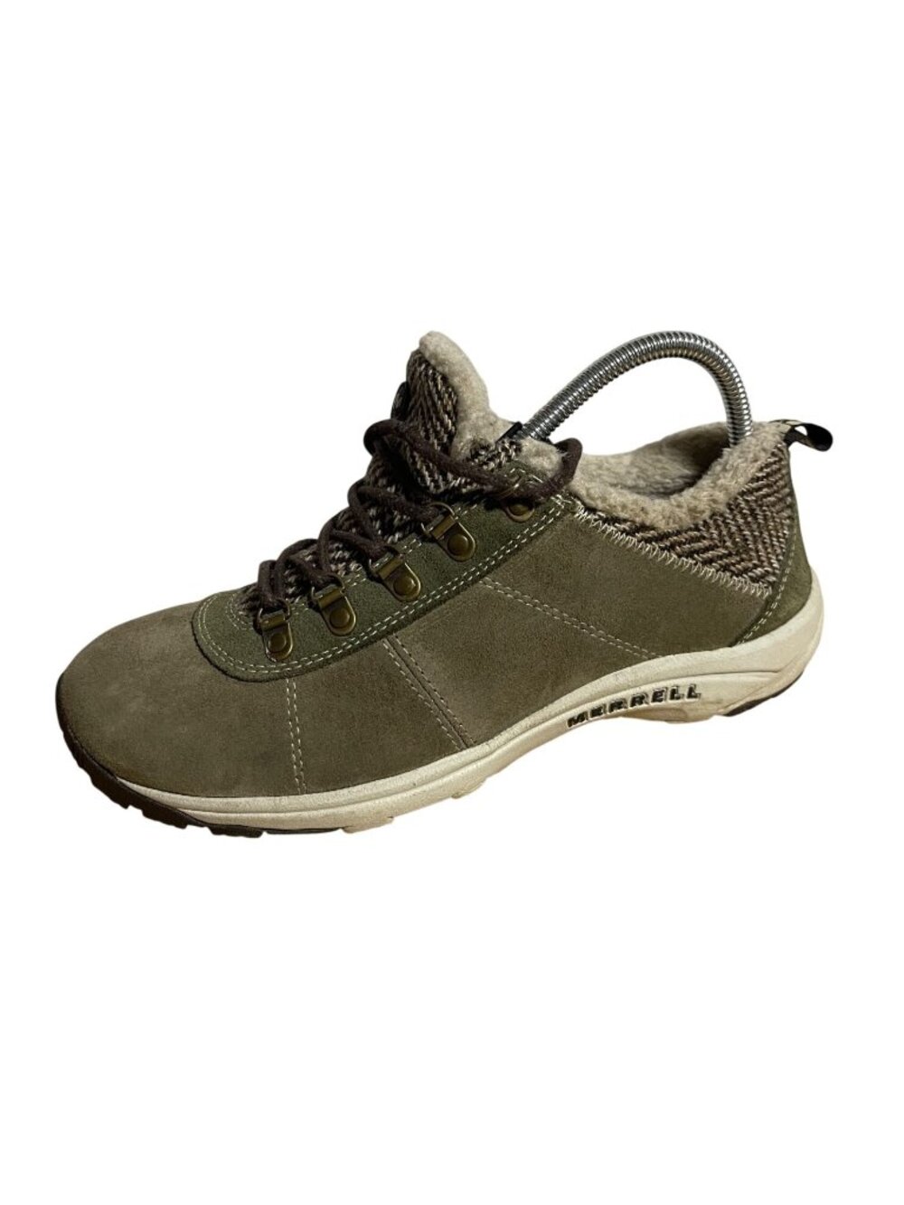Merrell Kamori Chill Womens Size 9 Suede Hiking Shoes Fur Lined Olive Green